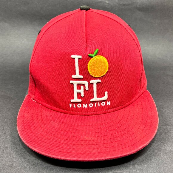 FLOMOTION Other - Flomotion Snapback Hat Cap Red Vacation Distressed FL Lifestyle Orange Logo Mens